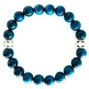 Men’s BlueTiger’s Eye + Rhodium Bracelet